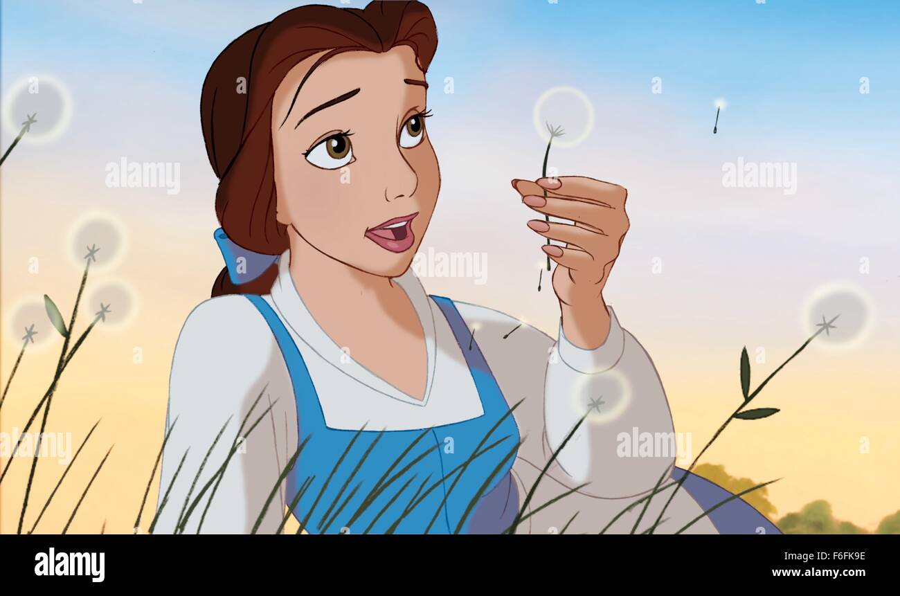 RELEASE DATE: 22 November 1991. TITLE: Beauty and the Beast. STUDIO: Walt Disney Pictures. PLOT: Belle, whose father Maurice is imprisoned by the Beast (really an enchanted Prince), offers herself instead and finds the prince inside the Beast. PICTURED: Belle. Stock Photo