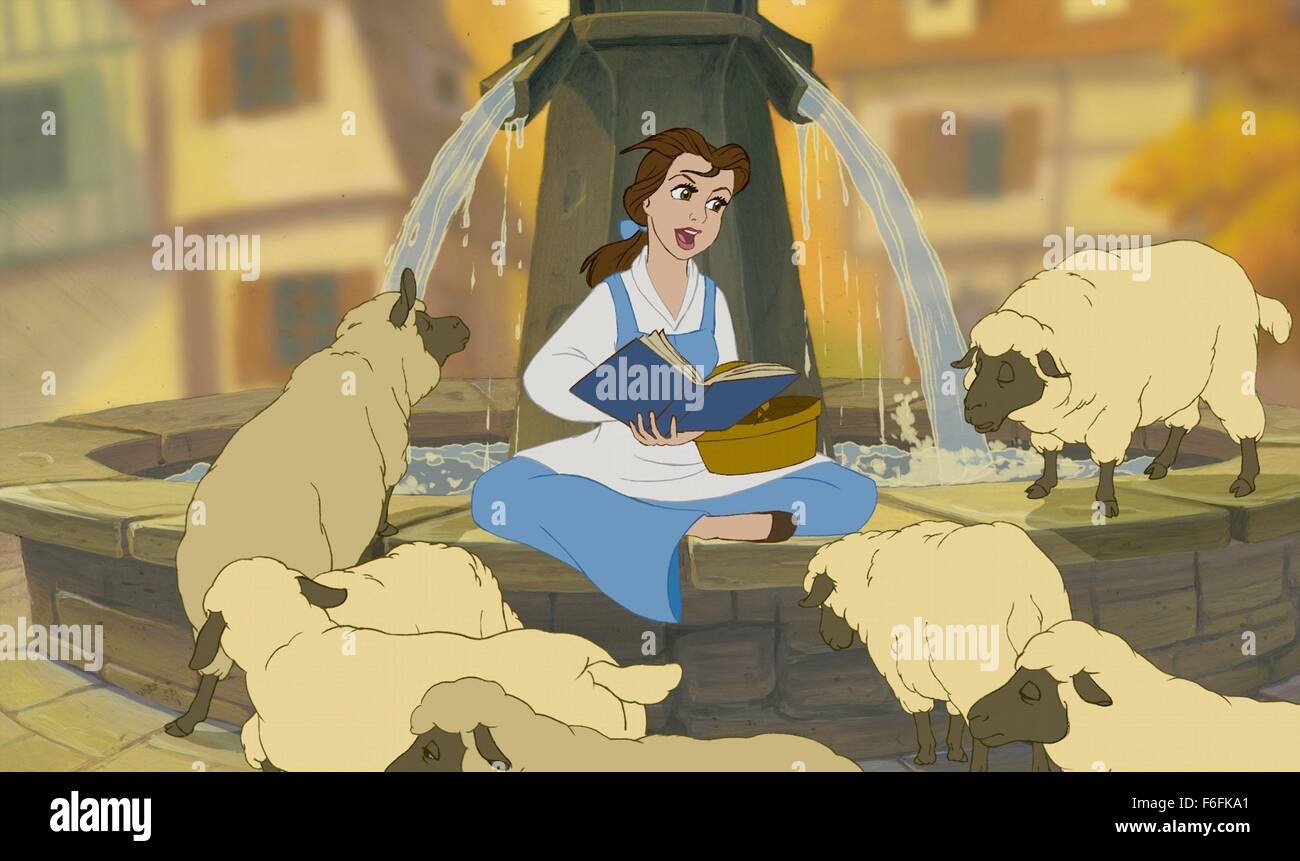 RELEASE DATE: 22 November 1991. TITLE: Beauty and the Beast. STUDIO: Walt Disney Pictures. PLOT: Belle, whose father Maurice is imprisoned by the Beast (really an enchanted Prince), offers herself instead and finds the prince inside the Beast. PICTURED: Belle. Stock Photo