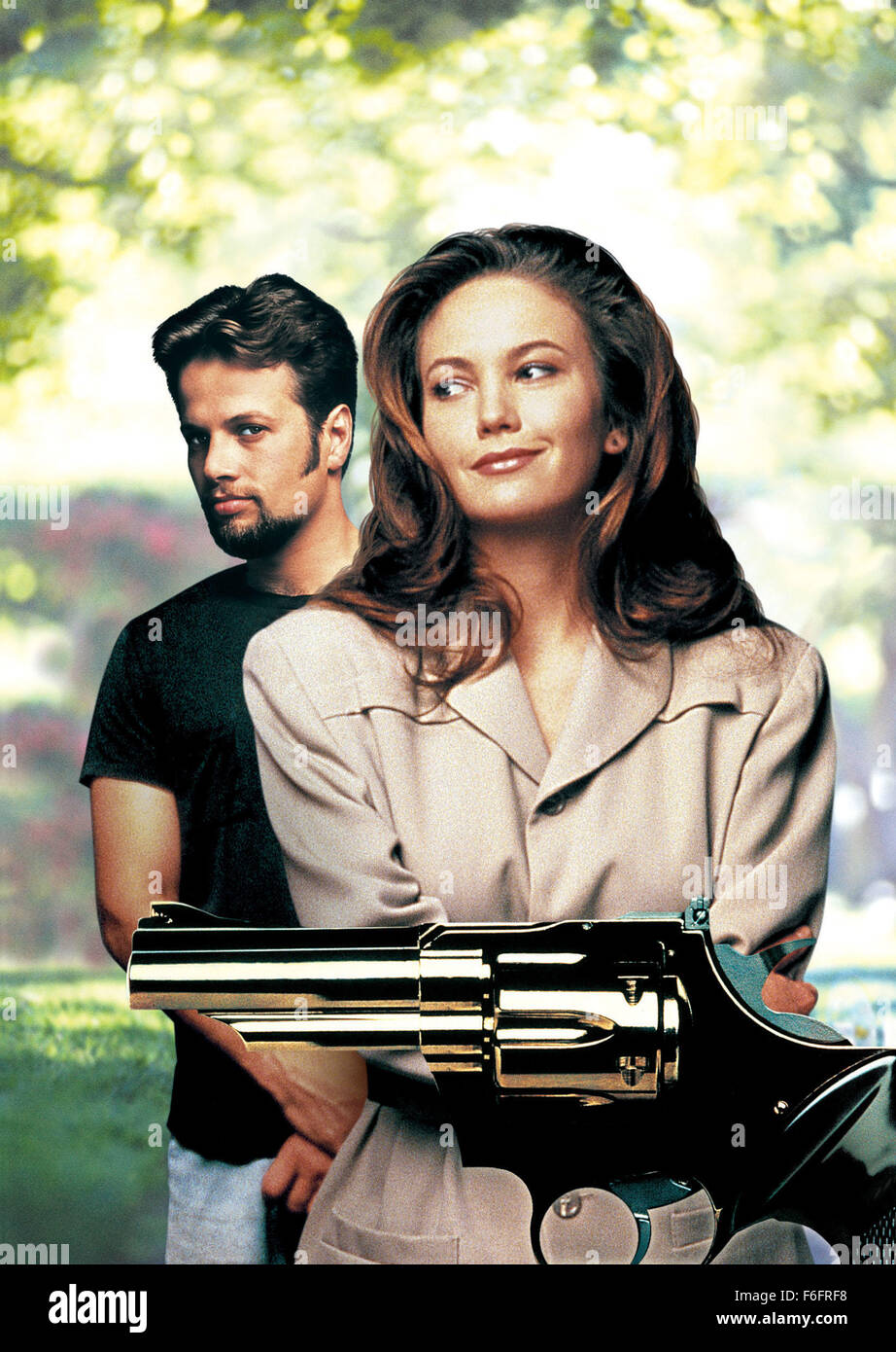 RELEASE DATE: October 26, 1992. MOVIE TITLE: My New Gun. STUDIO: IRS Media. PLOT: Debbie and Gerald's lives drastically change after they get a gun. Their mysterious neighbor, Skippy, becomes and important and transforming figure in their lives. PICTURED: DIANE LANE as Debbie Bender and JAMES LEGROS as Skippy. Stock Photo