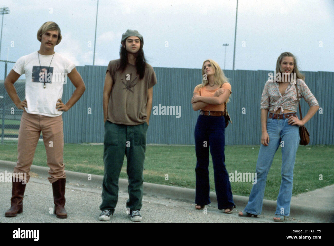 Sep 10, 1993; Austin, TX, USA; MATTHEW MCCONAUGHEY, RORY COCHRANE, DEENA MARTIN and JOEY LAUREN ADAMS star as David Wooderson, Ron Slater, Shavonne Wright and Simone Kerr in the comedy drama 'Dazed and Confused' directed by Richard Linklater. Stock Photo