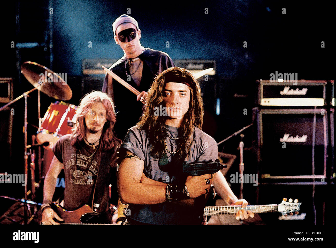 Aug 05, 1994; Los Angeles, CA, USA; Actor BRENDAN FRASER as Chazz, ADAM SANDLER as Pip and STEVE BUSCEMI as Rex in the Island World comedy, 'Airheads.' Directed by Michael Lehmann. Stock Photo
