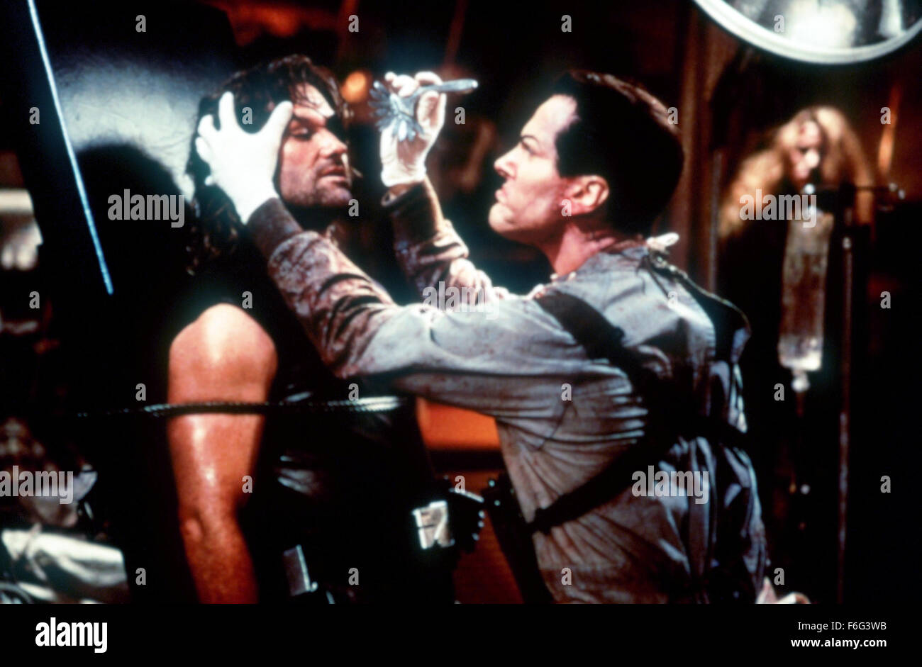 Aug 09, 1996; Hollywood, CA, USA; KURT RUSELL (left) as Snake Plissken and GEORGE CORRAFACE as Cuervo Jones in the action, adventure, thriller ''Escape from L.A.'' directed by John Carpenter. Stock Photo