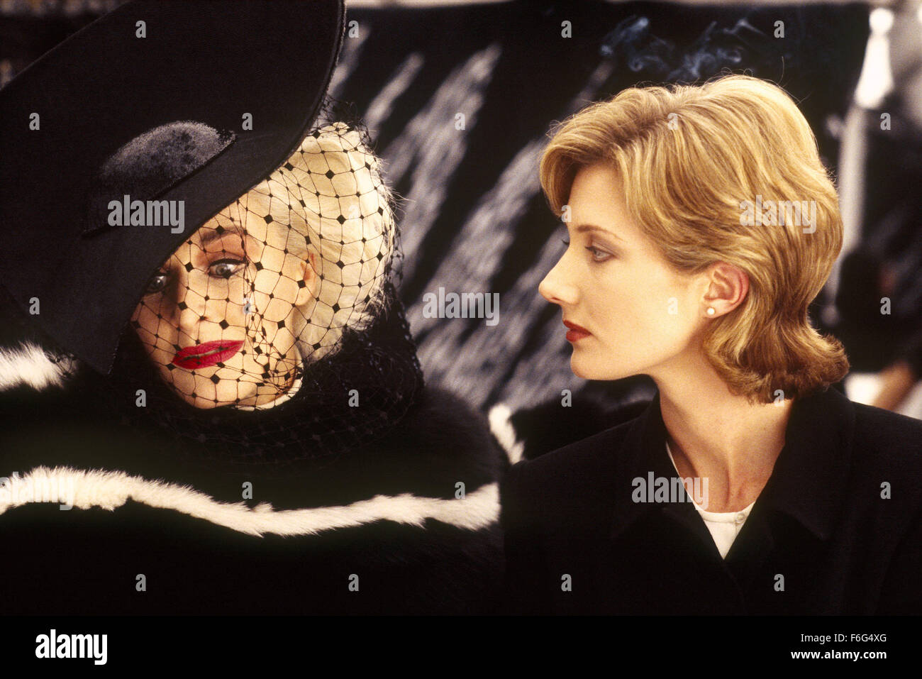 Jan 21, 1996; London, UK; Actors GLENN CLOSE as Cruella Del Vil and JOELY RICHARDSON as Anita in '101 Dalmatians'. Directed by Stephen Herek Stock Photo