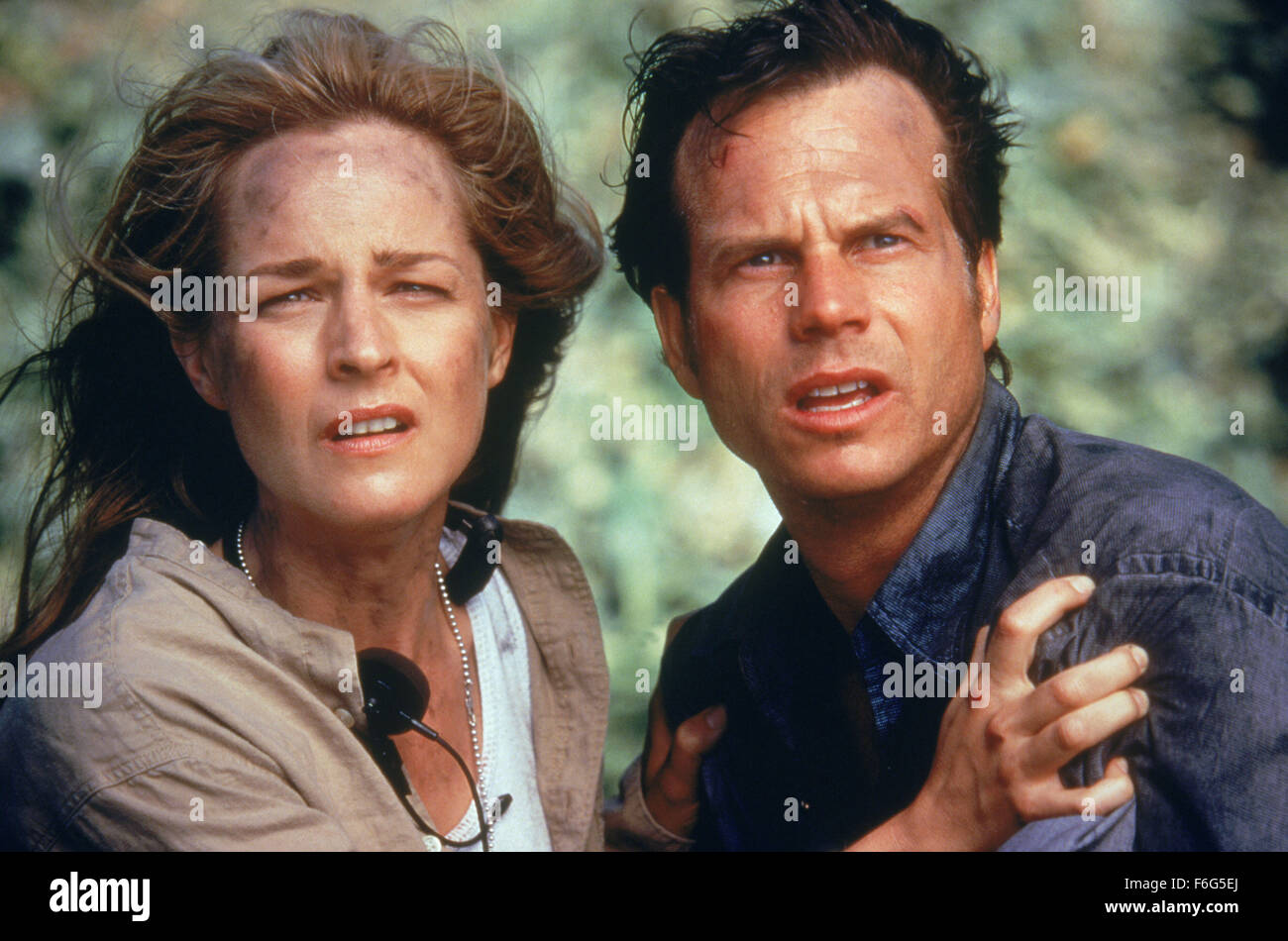 RELEASE DATE: 10 May 1996. MOVIE TITLE: Twister STUDIO: Universal Pictures. PLOT: A couple on the point of divorce keep meeting each other because both are researchers who chase tornadoes. PICTURED: HELEN HUNT as Dr. Jo Harding and BILL PAXTON as Bill Harding. Stock Photo