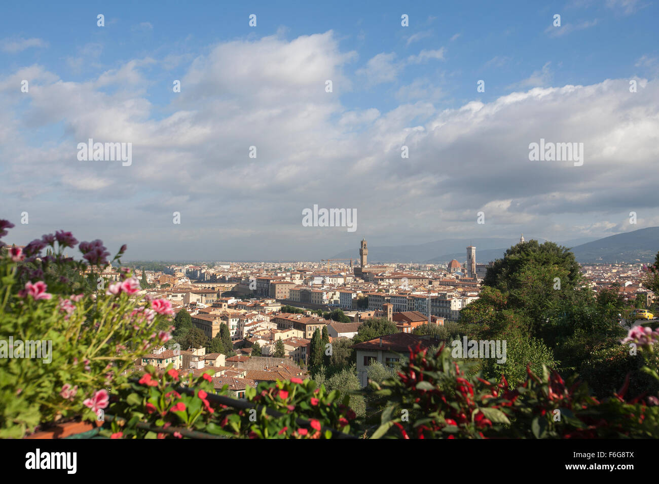 Overview of Firenze from Piazzale Michelangelo Italy Florence from piazza Michelangelo Stock Photo