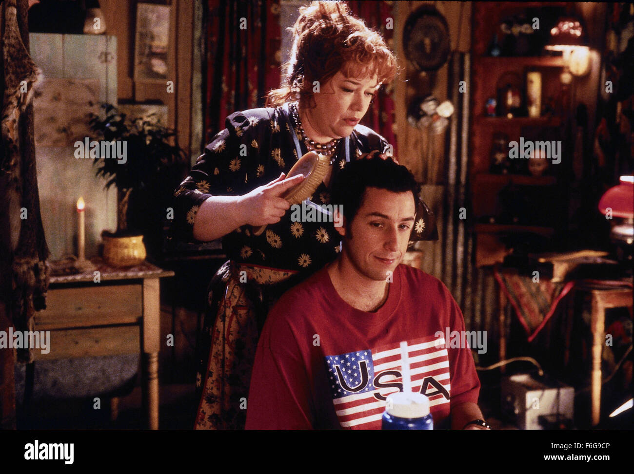 Jan 03, 1998; Hollywood, CA, USA; KATHY BATES and ADAM SANDLER star as Helen 'Mama' Boucher and Bobby Boucher in the comedy 'The Waterboy' directed by Frank Coraci. Stock Photo
