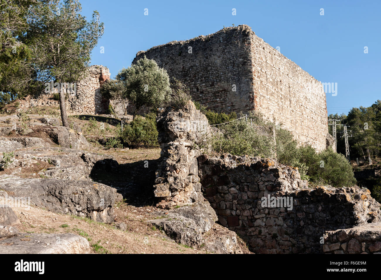 Castle, Gelida. X century. Stock Photo