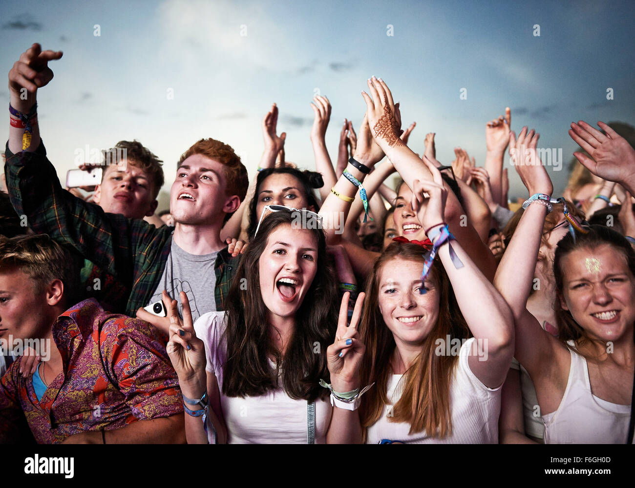 Front Row at Latitude Festival 18 July 2015. Stock Photo
