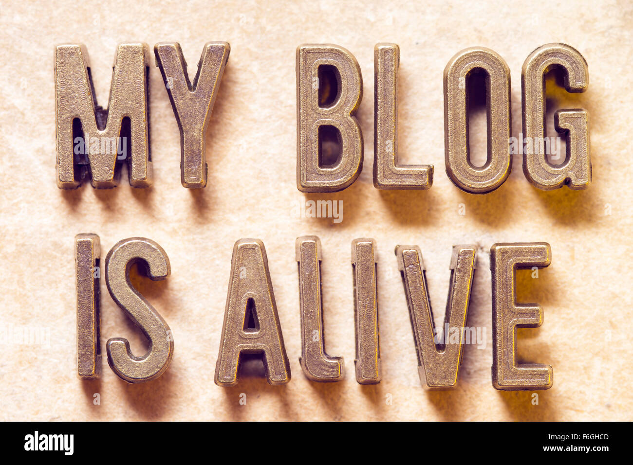 my blog is alive phrase made from metallic letters on grunge background Stock Photo