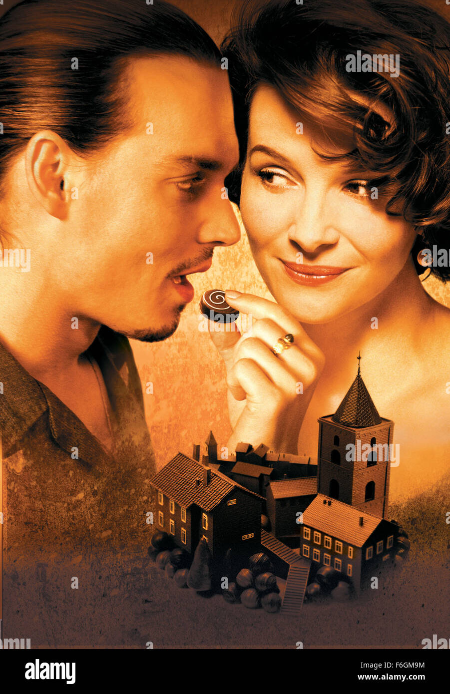 Dec 15, 2000; Los Angeles, CA, USA; Actor JOHNNY DEPP stars as Roux and JULIETTE BINOCHE as Vianne Rocher in the Miramax Film's romantic comedy, 'Chocolat.' Stock Photo