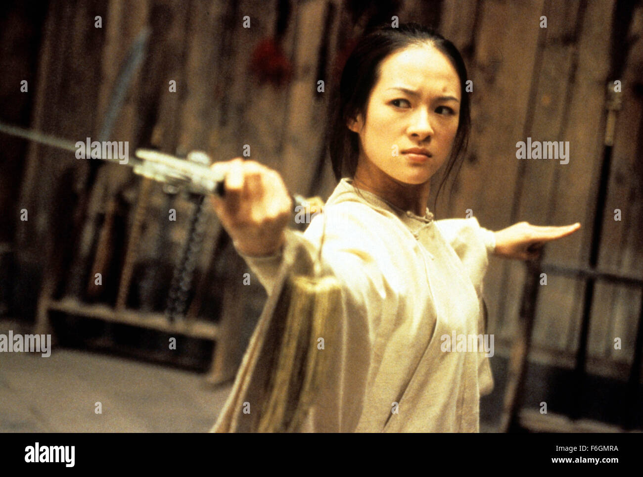 RELEASE DATE: December 22, 2000. MOVIE TITLE: Crouching Tiger Hidden Dragon. STUDIO: United China Vision. PLOT: The disappearance of a magical jade sword spurs a breathtaking quest for the missing treasure. Li is embittered by the loss of his jade sword, and his unrequited pursuit of Yu is further complicated by the mysterious intrusion of an assassin. The identity of the assassin is gradually unveiled as another poignant tale of love begins to ravel with that of Li and Yu against the backdrop of Western China's magnificent landscape. PICTURED: ZIYI ZHANG as Jen Yu. Stock Photo