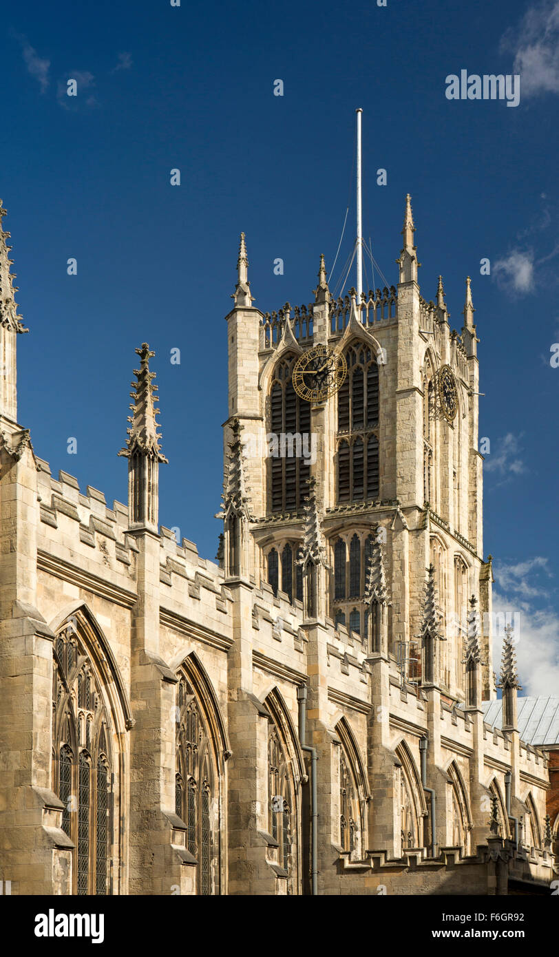 UK, England, Yorkshire, Hull, South Church Side, Holy Trinity Church clock tower Stock Photo