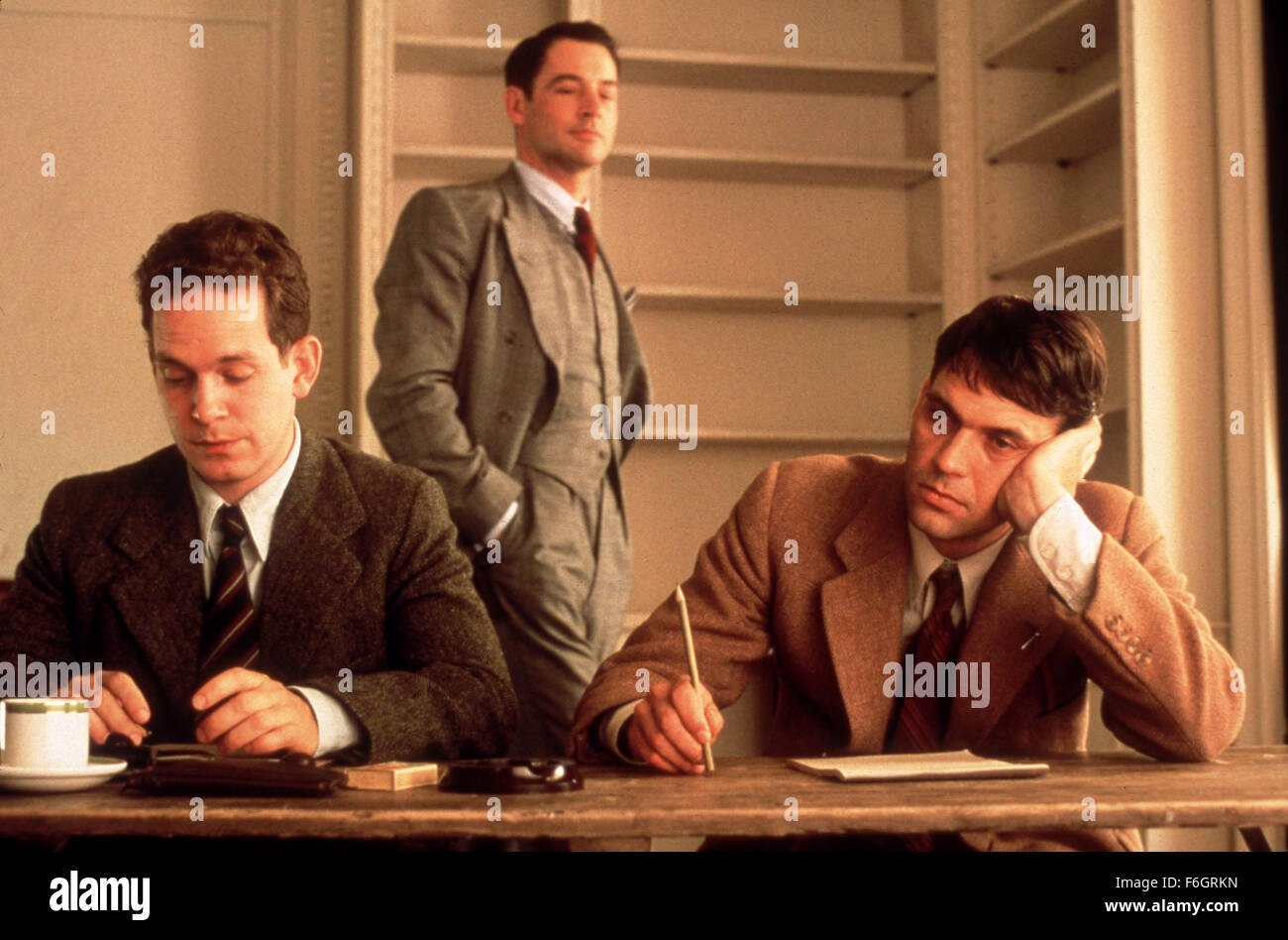 Jan 22, 2001; London, England, UK; JEREMY NORTHAM (C) and DOUGRAY SCOTT (R) star as Wigram and Tom Jericho in the romantic drama/thriller 'Enigma' directed by Michael Apted. Stock Photo
