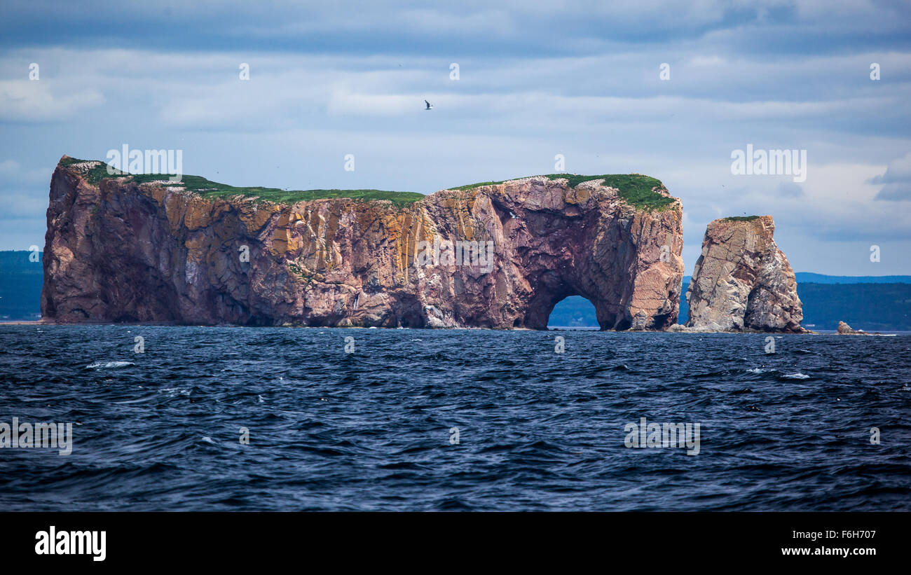 Perce Rock, Perce, Gaspe, Peninsula, Quebec, Canada Stock Photo