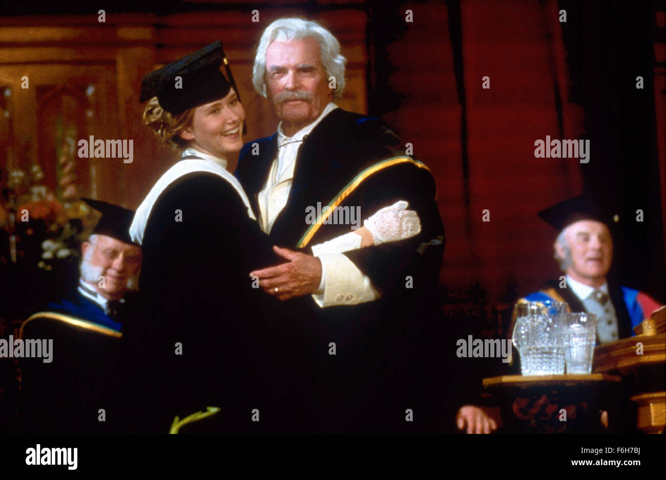 Mar 16, 2002; Hollywood, CA, USA; JAMES GARNER as Samuel Clemens and JEWEL STAITE as Susan Olivia Clemens in the drama ''Roughing It'' directed by Charles Martin Smith. Stock Photo