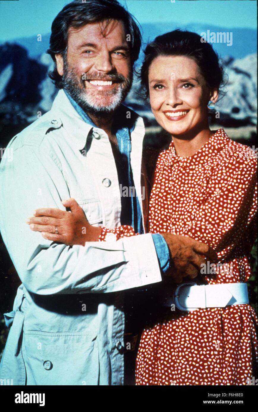1987, Film Title: LOVE AMONG THIEVES, Director: ROGER YOUNG, Pictured: AUDREY HEPBURN, ROBERT WAGNER, EMBRACE, BEARD, PROUD, SMILING, HOPEFUL, LOOKING TO FUTURE. (Credit Image: SNAP) Stock Photo