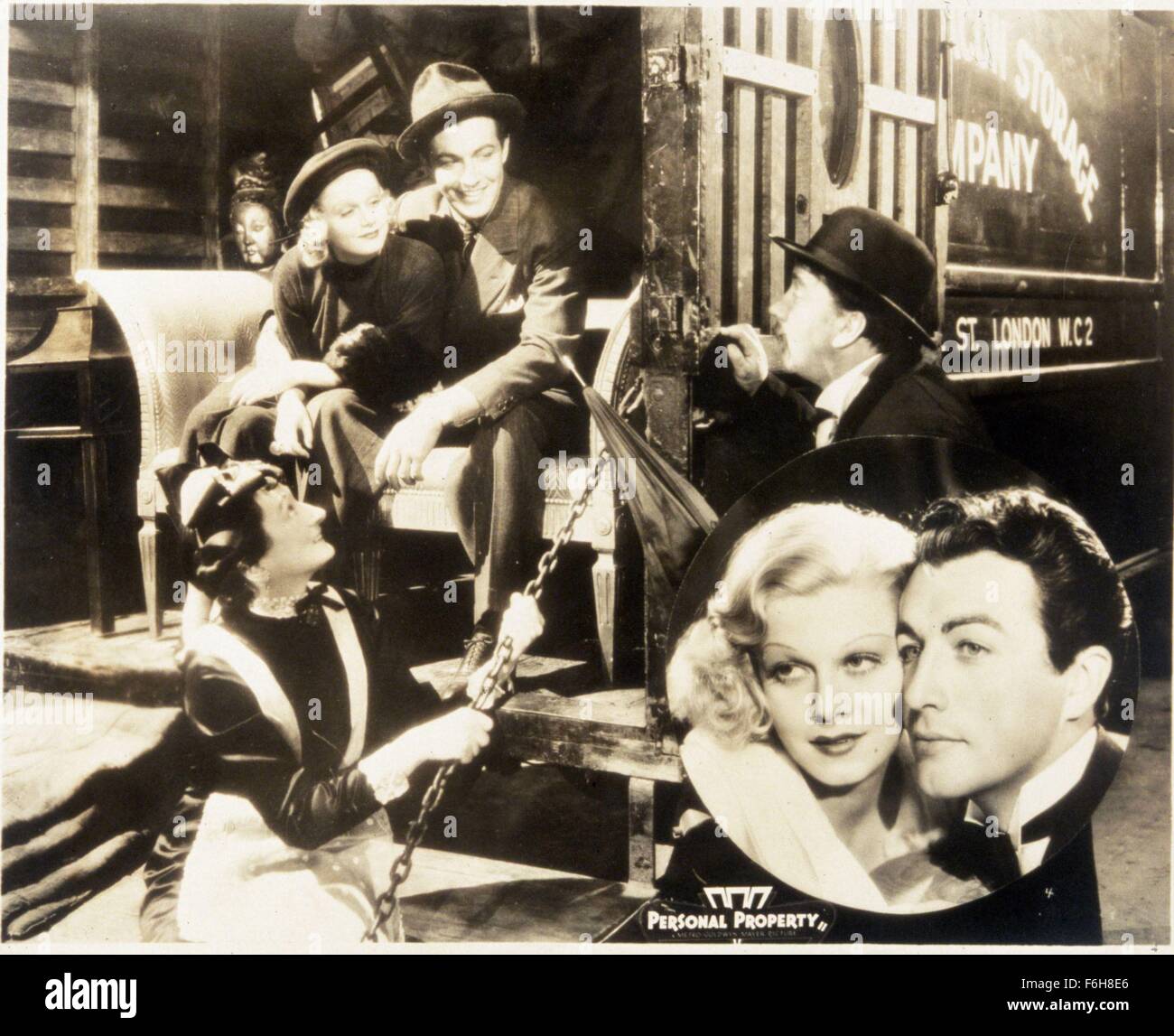1937, Film Title: PERSONAL PROPERTY, Director: W S VAN DYKE, Studio: MGM, Pictured: ENSEMBLE, JEAN HARLOW, ROBERT TAYLOR, CHEEK TO CHEEK, ROMANCE, TRAVEL, TRUCK. (Credit Image: SNAP) Stock Photo