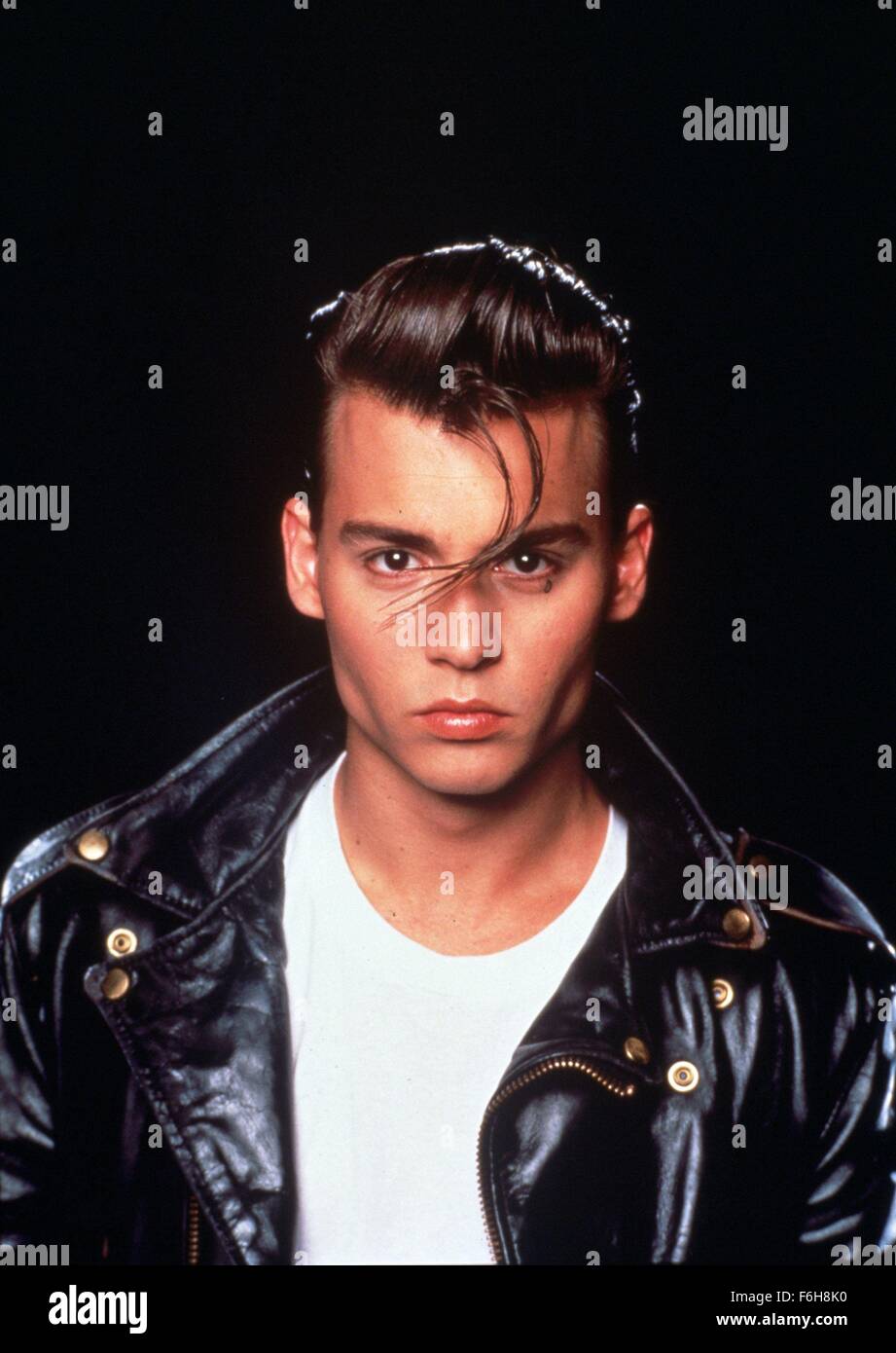 RELEASE DATE: April 6, 1990   MOVIE TITLE: Cry-Baby  STUDIO: Universal Pictures   DIRECTOR: John Waters   PLOT: In 1950s Baltimore, a bad-boy with a heart of gold wins the love of a good-girl, whose boyfriend sets out for revenge.   PICTURED: JOHNNY DEPP.   (Credit Image: c Universal Pictures/Entertainment Pictures) Stock Photo