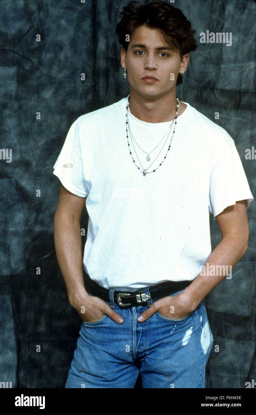 1989, Film Title: 21 JUMP STREET, Pictured: 1989, CLOTHING, JOHNNY DEPP,  JEANS, TEE SHIRT, REBEL, TOUGH