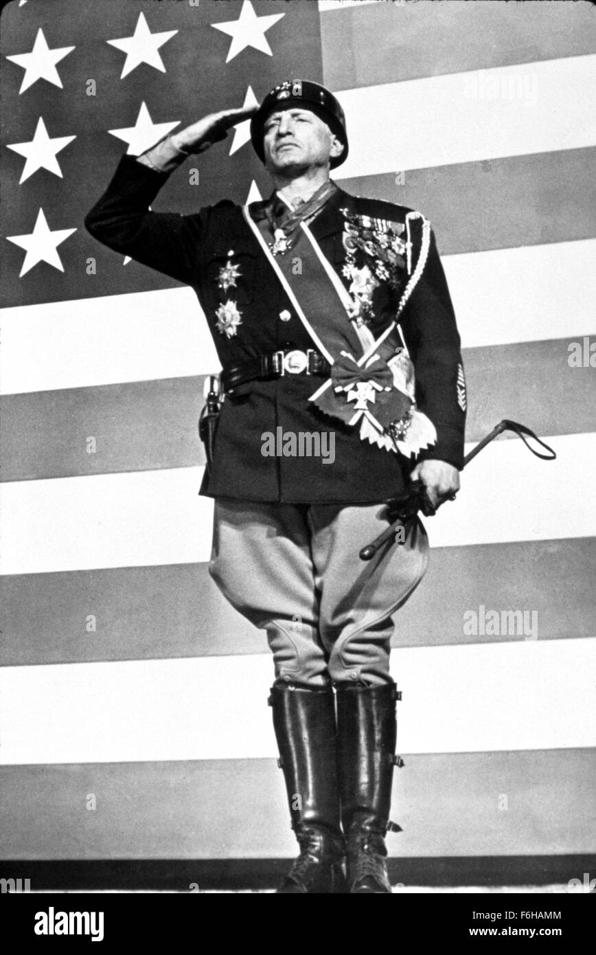 1970, Film Title: PATTON, Director: FRANKLIN SCHAFFNER, Studio: FOX, Pictured: 1970, AWARDS - ACADEMY, BEST ACTOR, BEST PICTURE, BIOGRAPHY, CHARACTER, GEORGE S. PATTON (GENERAL WW2), GEORGE C SCOTT, TRUE STORY, WAR, SOLDIER, SALUTING, PATRIOTIC, KNEE HIGH BOOTS, WHIP. (Credit Image: SNAP) Stock Photo