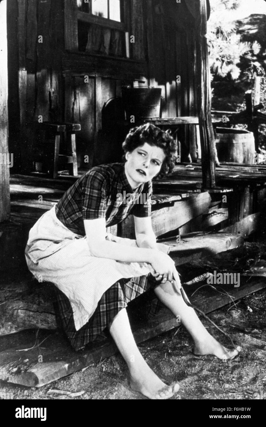 1934, Film Title: SPITFIRE, Director: JOHN CROMWELL, Studio: RKO, Pictured:  1934, FILM STILL, KATHARINE HEPBURN, FARM HOUSE, BARE FEET, LABOUR,  WORKING, APRON. (Credit Image: SNAP Stock Photo - Alamy