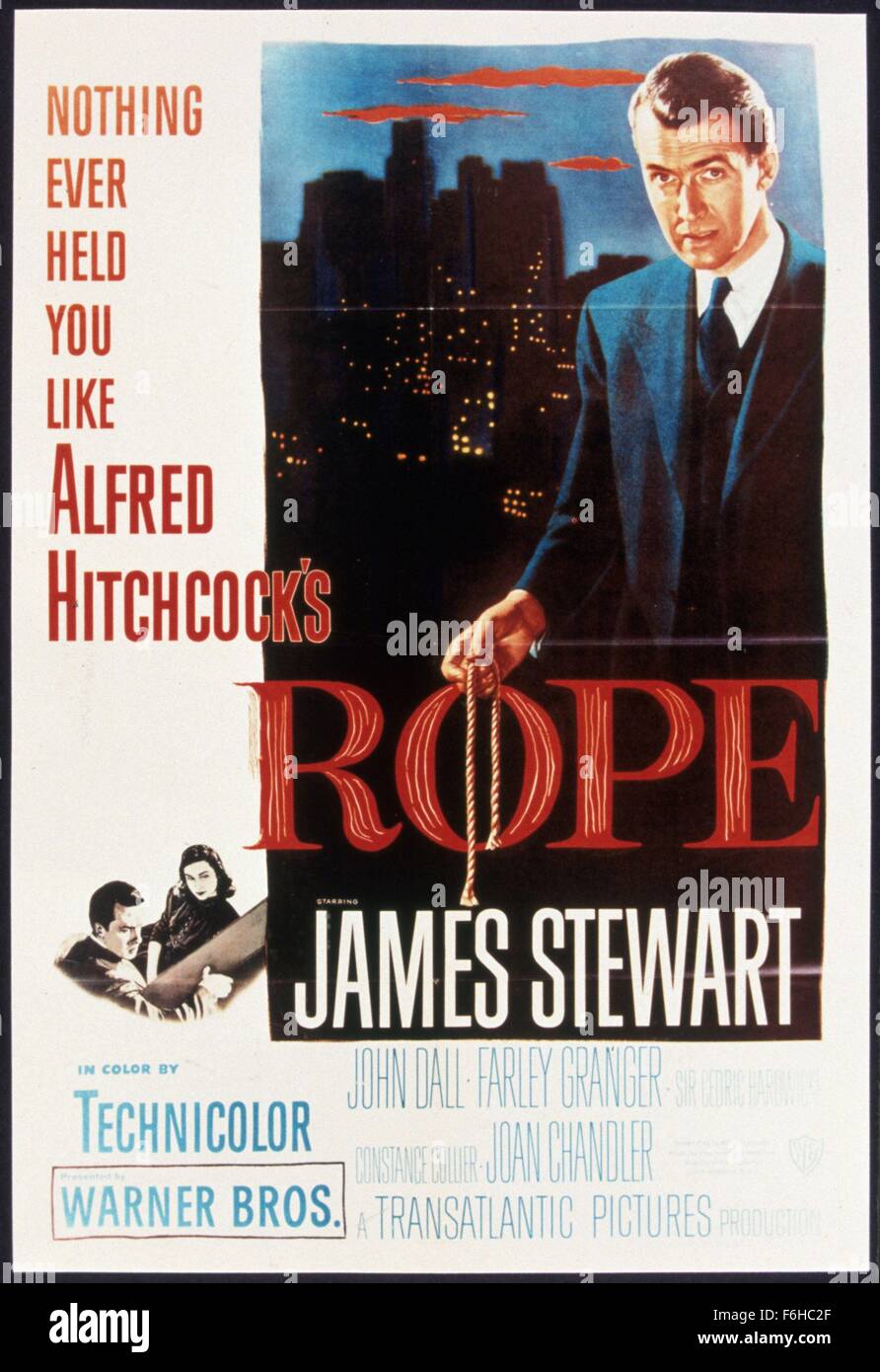 1948, Film Title ROPE, Director ALFRED HITCHCOCK, Studio WARNER