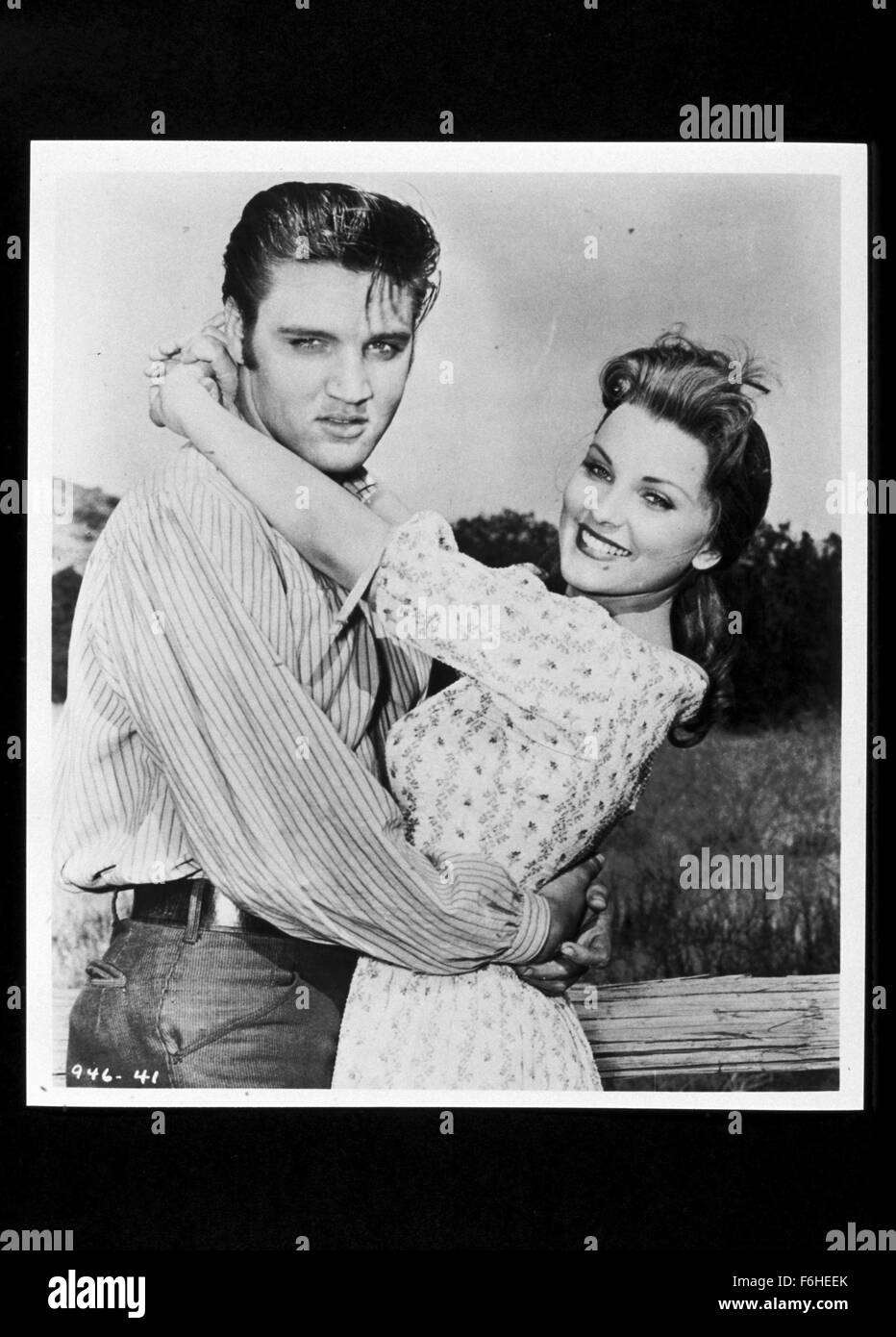 1956, Film Title: LOVE ME TENDER, Director: ROBERT D WEBB, Studio: FOX, Pictured: DEBRA PAGET, ELVIS PRESLEY. (Credit Image: SNAP) Stock Photo