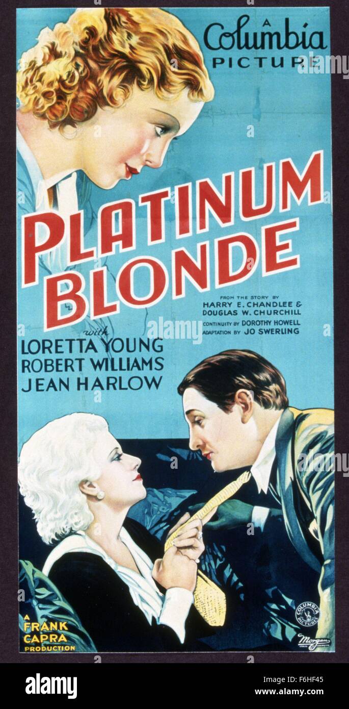 1931, Film Title: PLATINUM BLONDE, Director: FRANK CAPRA, Studio: COLUMBIA, Pictured: FRANK CAPRA, JEAN HARLOW, ROBERT WILLIAMS. (Credit Image: SNAP) Stock Photo