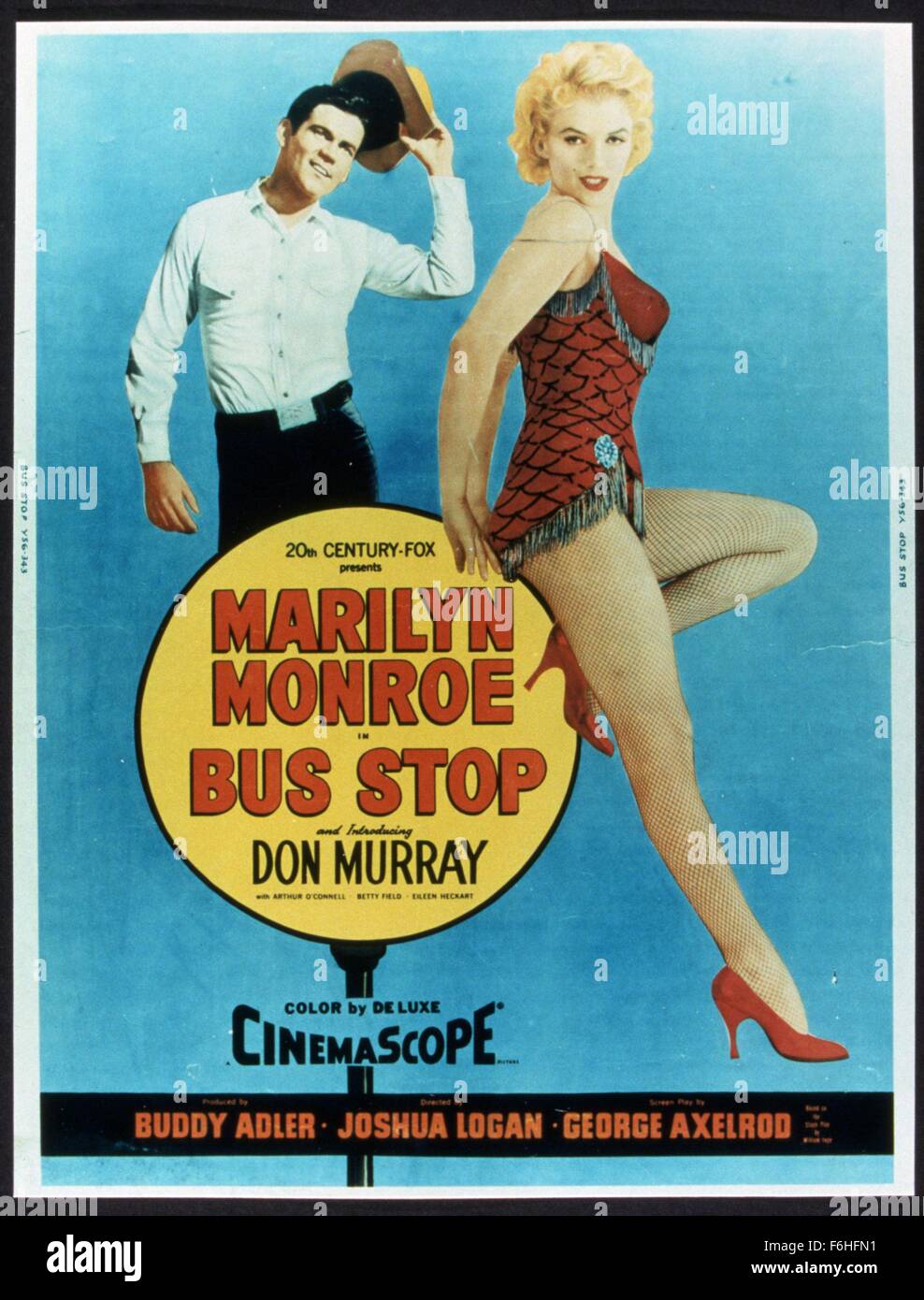1956, Film Title: BUS STOP, Director: JOSHUA LOGAN, Studio: FOX, Pictured: LEGS, MARILYN MONROE, DON MURRAY, ROMANCE, OBSESSED, LOVE, OBSESSIVE LOVE, HIGH HEELS, COWBOY, PERFORMER, SINGER, COWBOY HAT. (Credit Image: SNAP) Stock Photo