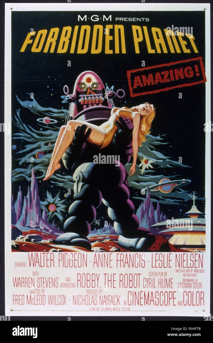 Original Film Title: FORBIDDEN PLANET. English Title: FORBIDDEN PLANET.  Film Director: FRED M. WILCOX. Year: 1956. Stars: LESLIE NIELSEN; ANNE  FRANCIS. Credit: M.G.M. / Album Stock Photo - Alamy