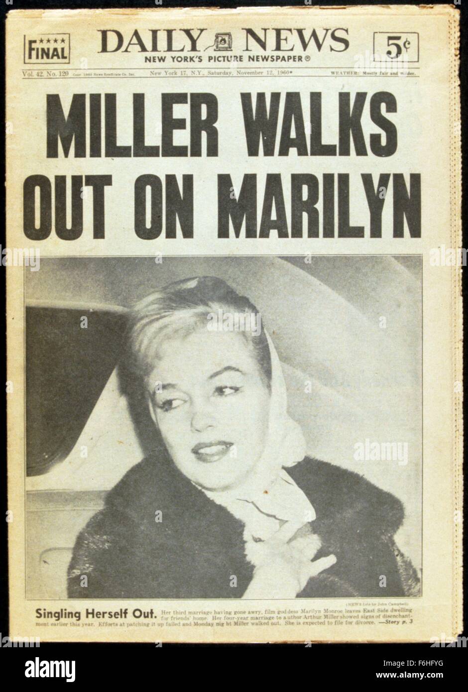 1960, Film Title DAILY NEWS, NEW YORK, Pictured MARILYN MONROE