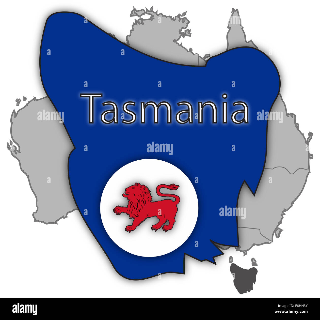A Tasmania map and flag isolated on a white background Stock Photo
