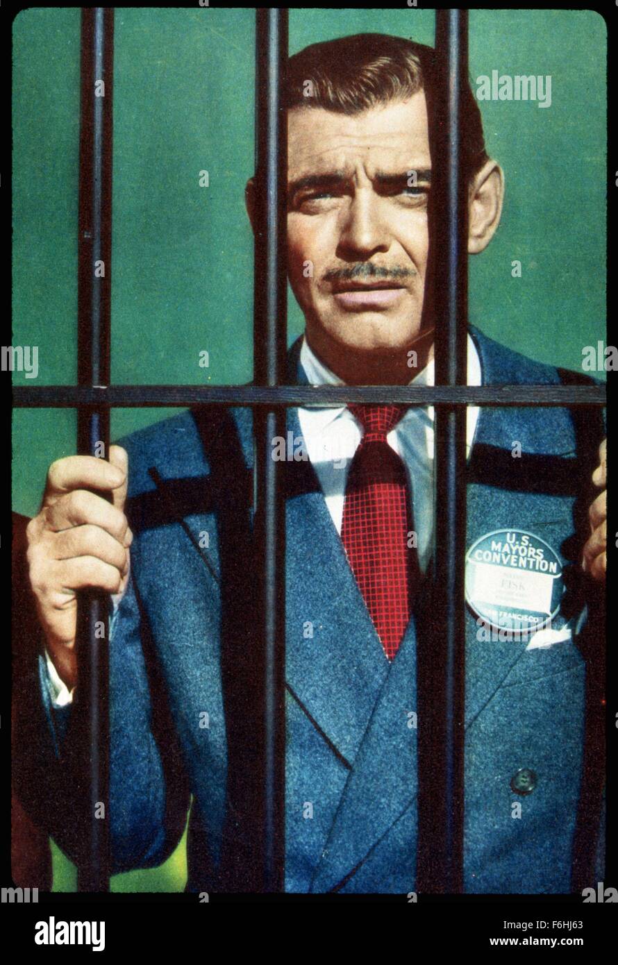 1950, Film Title: KEY TO THE CITY, Director: GEORGE SIDNEY, Studio: MGM, Pictured: BEHIND BARS (IN JAIL), CLARK GABLE. (Credit Image: SNAP) Stock Photo