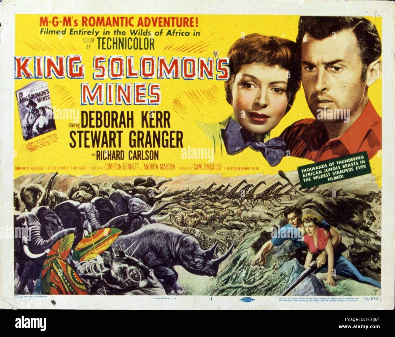 1950, Film Title: KING SOLOMON'S MINES, Director: COMPTON, ANDREW MARTON BENNETT, Studio: MGM, Pictured: COMPTON, ANDREW MARTON BENNETT, STEWART GRANGER, DEBORAH KERR. (Credit Image: SNAP) Stock Photo