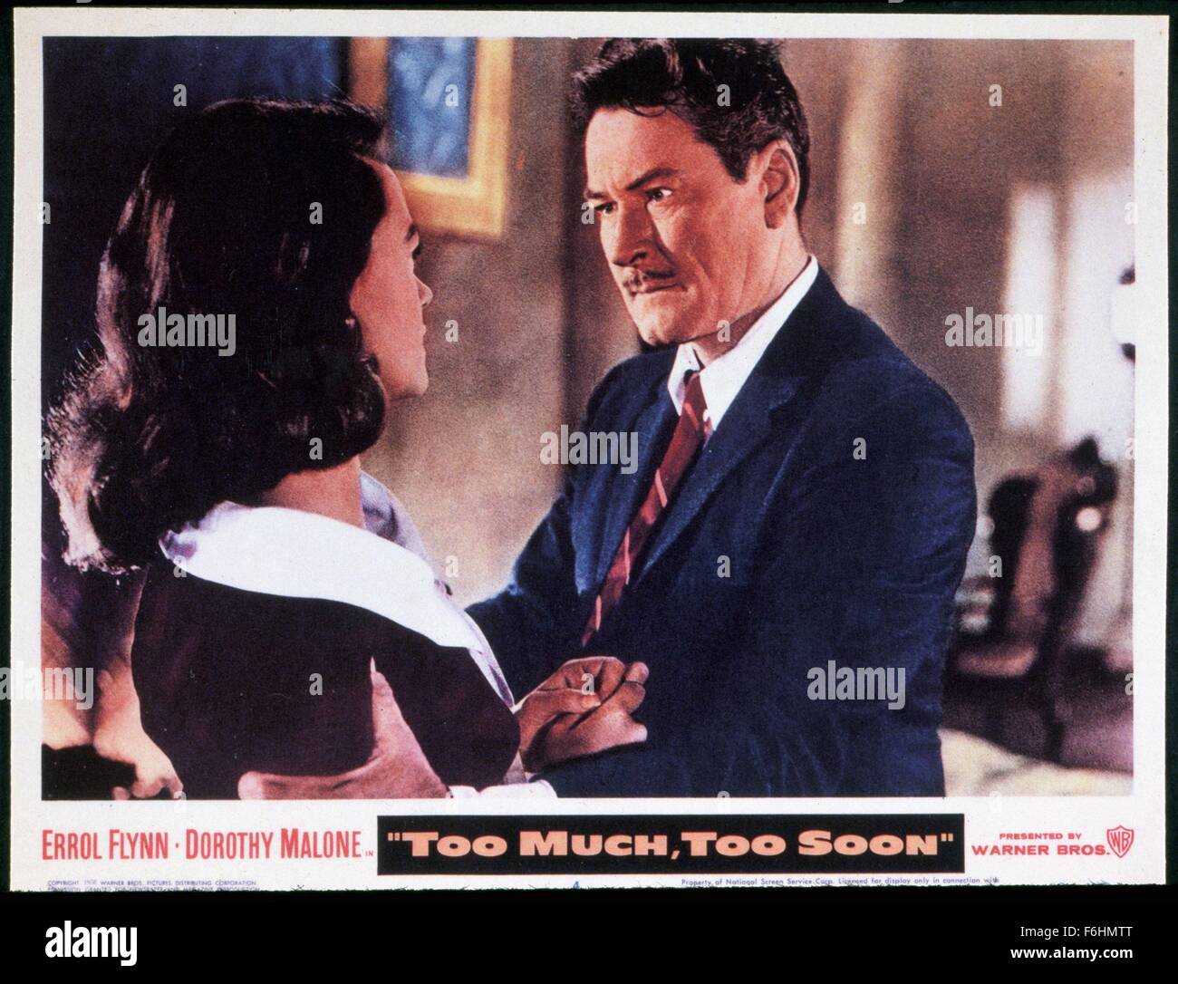 1958, Film Title: TOO MUCH, TOO SOON, Director: ART NAPOLEON, Studio: WARNER, Pictured: ERROL FLYNN, DOROTHY MALONE. (Credit Image: SNAP) Stock Photo