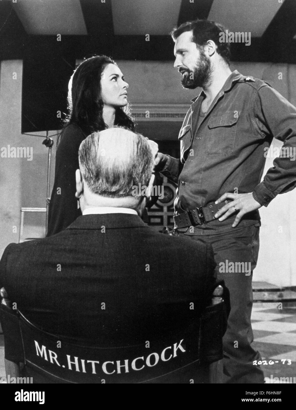 1969, Film Title: TOPAZ, Director: ALFRED HITCHCOCK, Studio: UNIVERSAL, Pictured: KARIN DOR, ALFRED HITCHCOCK. (Credit Image: SNAP) Stock Photo