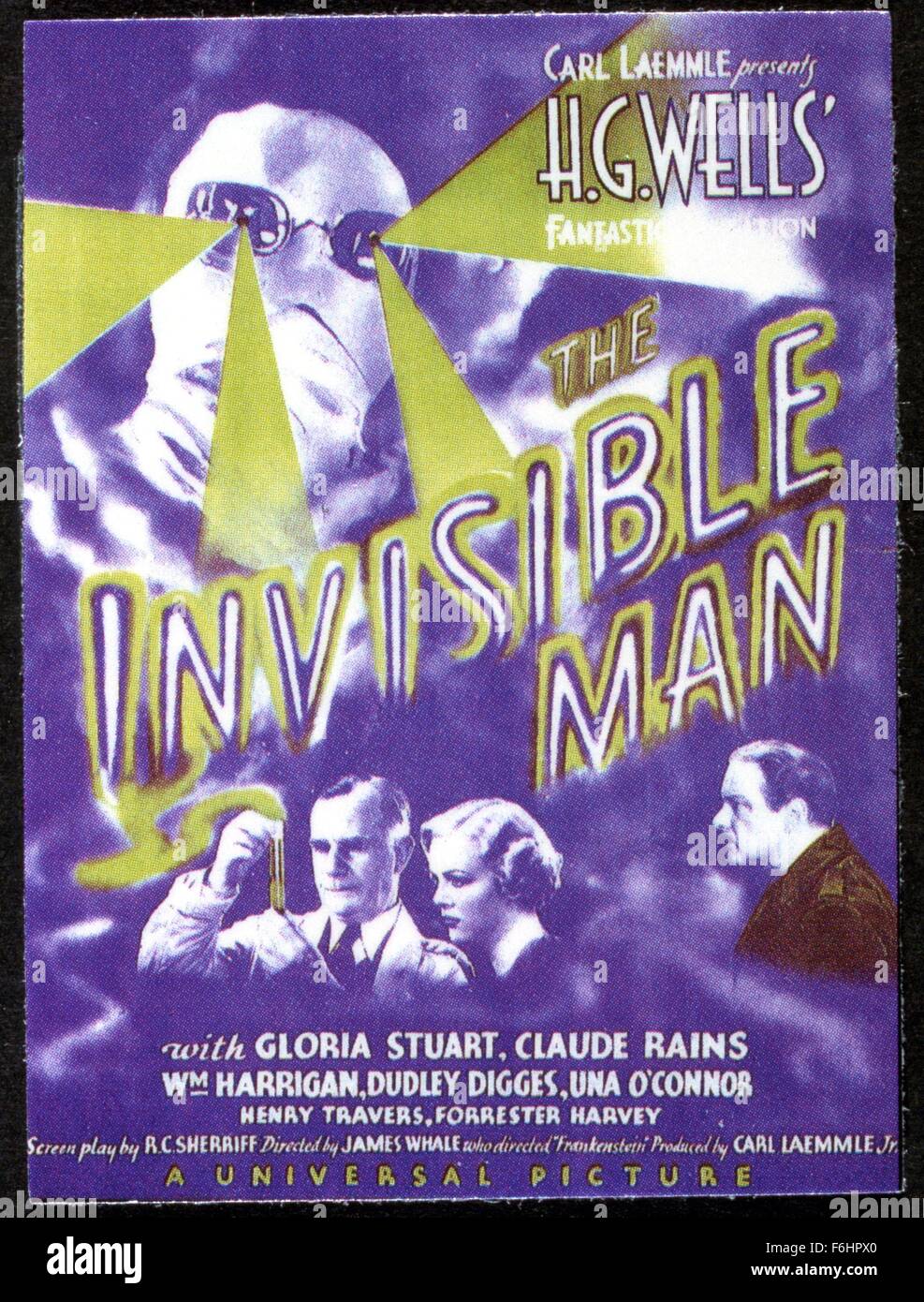 1933, Film Title: INVISIBLE MAN, Director: JAMES WHALE, Studio: UNIV, Pictured: ITS & ALIENS! THINGS, POSTER ART, GLASSES, SCI-FI. (Credit Image: SNAP) Stock Photo