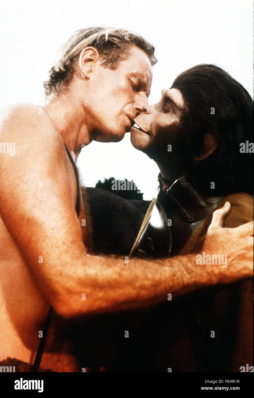 1969, Film Title: BENEATH THE PLANET OF THE APES, Director: TED POST, Studio: FOX, Pictured: CHARLTON HESTON, KIM HUNTER, KISSING, TED POST. (Credit Image: SNAP) Stock Photo
