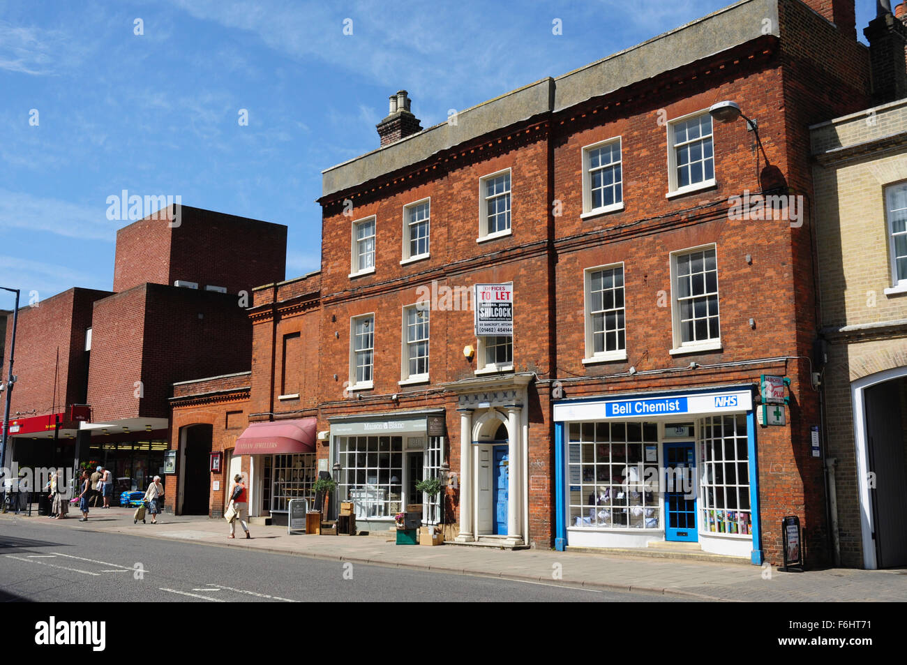 Shops and Offices, Bancroft, Hitchin, Hertfordshire, England, UK Stock