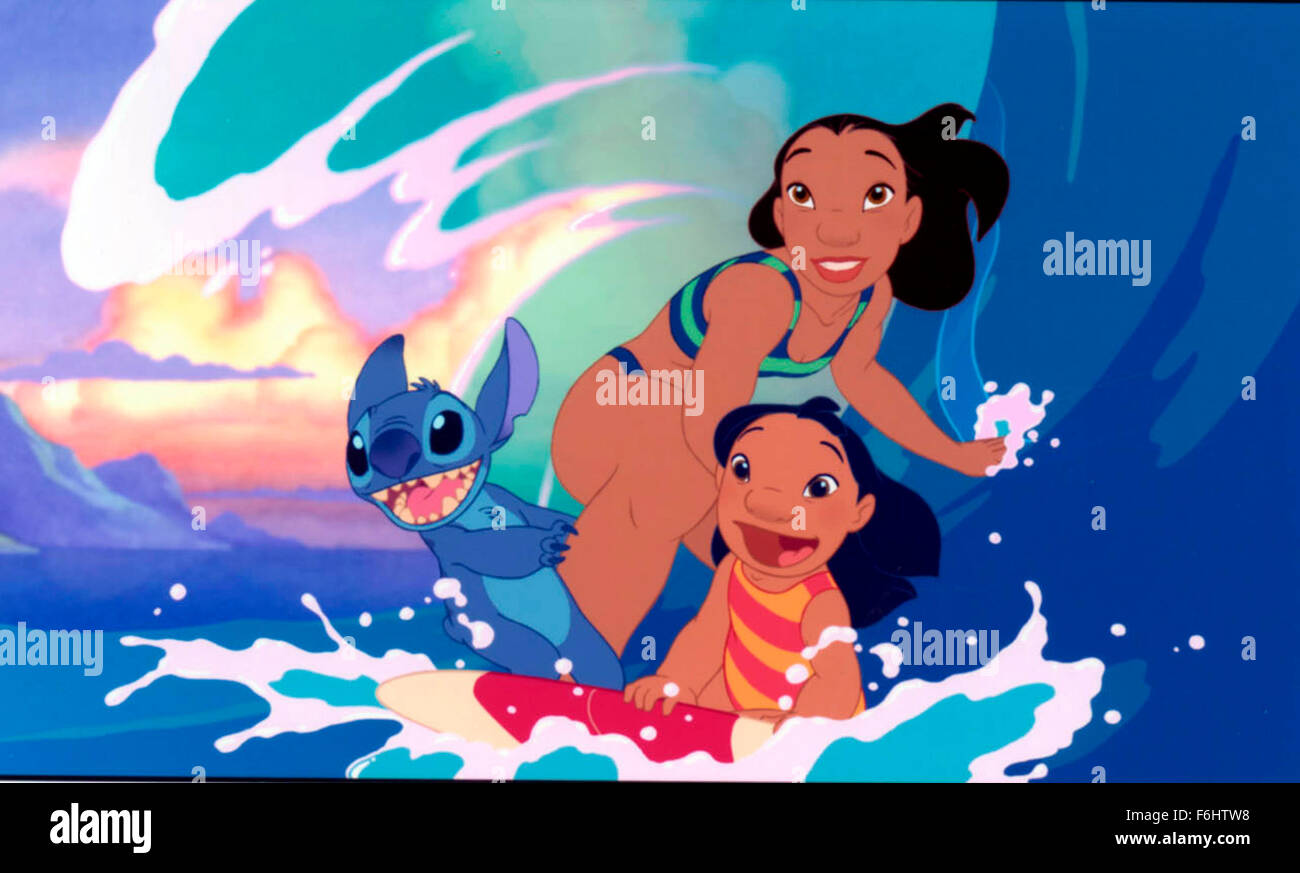 Jun 21, 2002; Toronto, Ontario, CANADA; Nani, Lilo and the strange little Stitch bond over surfing and Elvis in 2002 animated movie 'Lilo and Stitch' directed by Dean DeBlois and Chris Sanders. Stock Photo