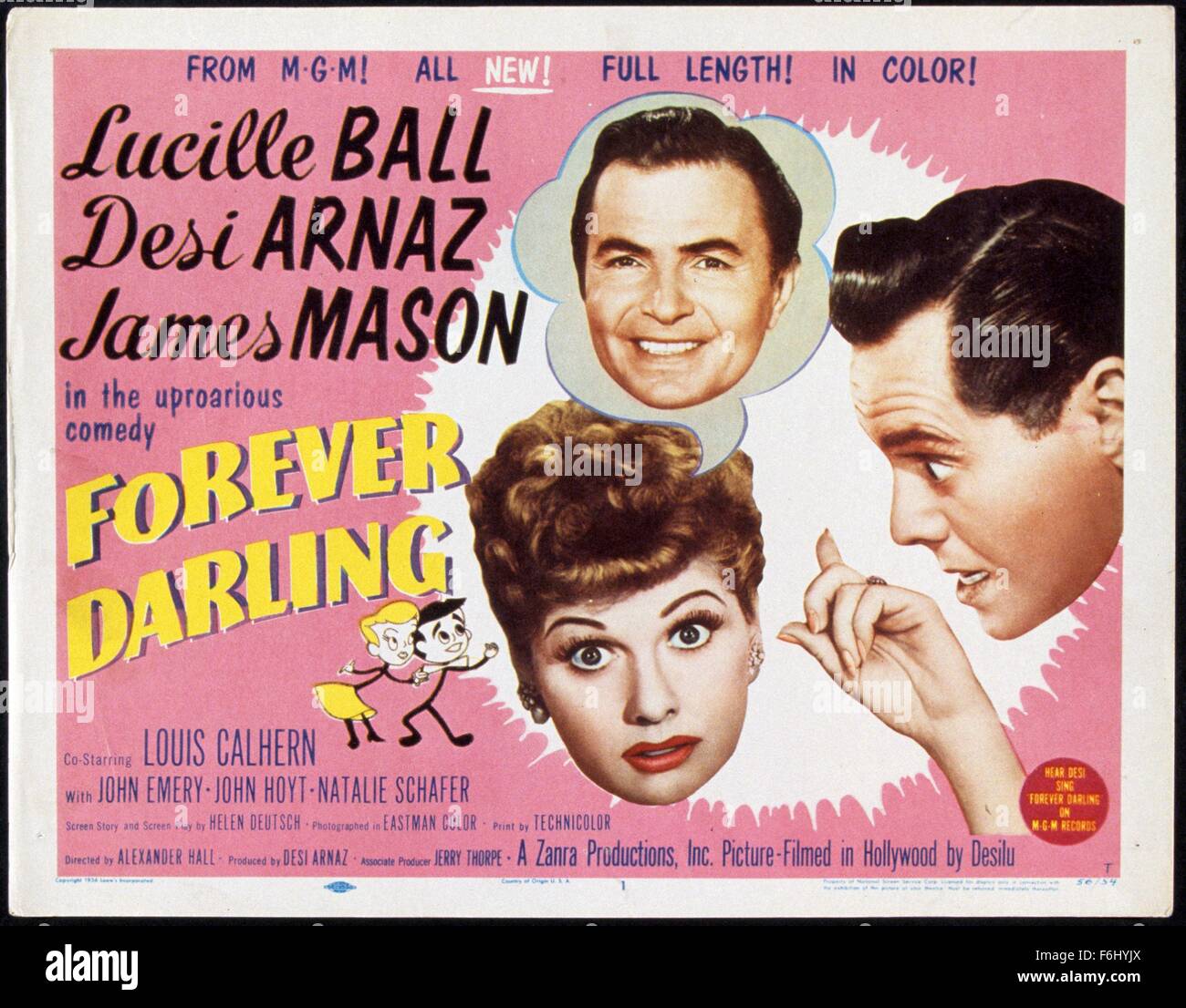 1956, Film Title: FOREVER DARLING, Director: ALEXANDER HALL, Studio: MGM, Pictured: DESI ARNAZ, LUCILLE BALL, ALEXANDER HALL. (Credit Image: SNAP) Stock Photo