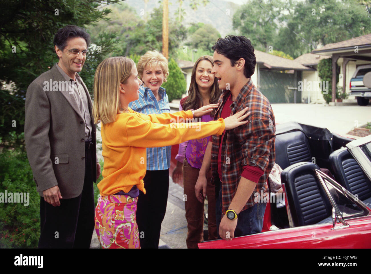 Oct 25, 2002; Hollywood, CA, USA; PAULA GARCES as Francesca, JESSE BRADFORD as Zak Gibbs, ROBIN THOMAS as Dr. Gibbs, LINDZE LETHERMAN as Kelly Gibbs, and JULIE SWEENEY as Jenny Gibbs in the sci- fi, action, thriller ''Clockstoppers'' directed by Jonathan Frakes. Stock Photo