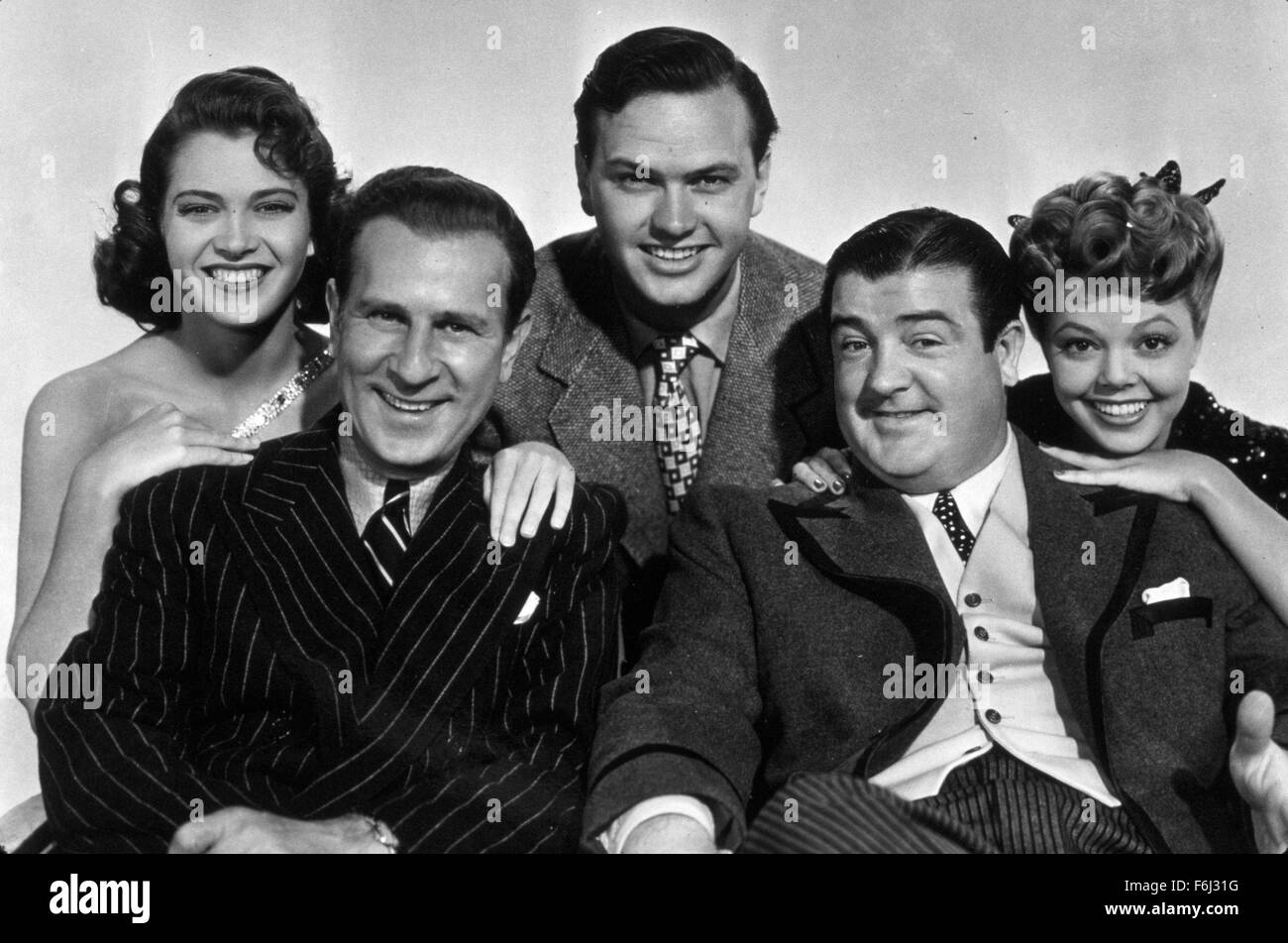 1945, Film Title: ABBOTT AND COSTELLO IN HOLLYWOOD, Director: SYLVAN S SIMON, Studio: MGM, Pictured: BUD ABBOTT, COMEDY (SLAPSTICK), COMEDY TEAM, LOU COSTELLO, HOLLYWOOD LIFE (COMEDY), JEAN PORTER, FRANCES RAFFERTY, SYLVAN S SIMON. (Credit Image: SNAP) Stock Photo