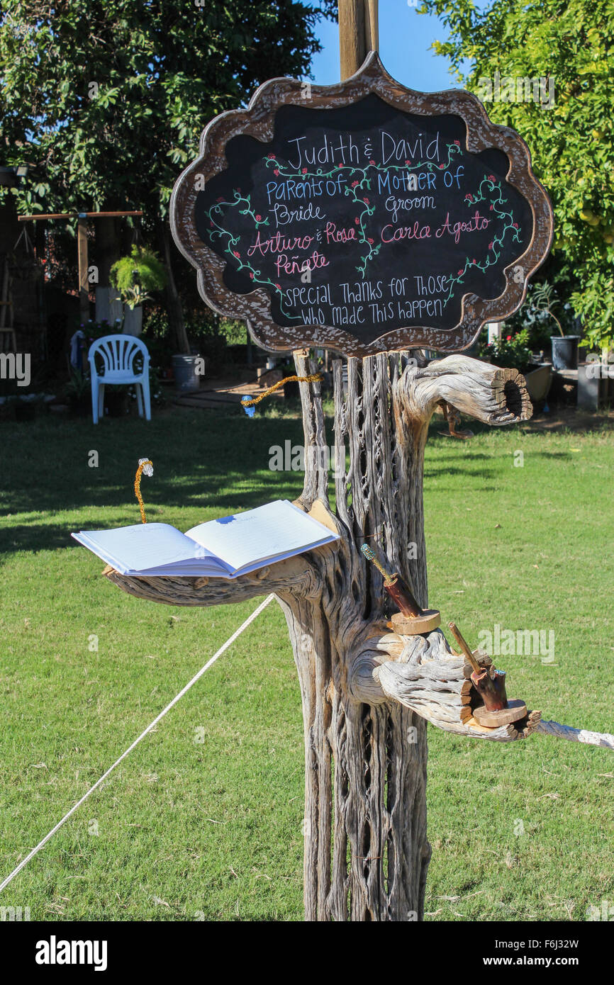 Wedding Guest Book Signing Station Stock Photo