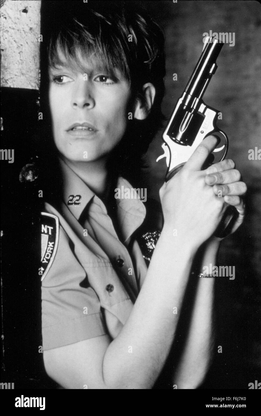 RELEASE DATE: March 16, 1990   MOVIE TITLE: Blue Steel   STUDIO: Lightning Pictures   DIRECTOR: Kathryn Bigelow   PLOT: A female rookie in the police force engages in a cat and mouse game with a pistol wielding psychopath who becomes obsessed with her.   PICTURED: JAMIE LEE CURTIS as Megan Turner.   (Credit Image: c Lightning Pictures/Entertainment Pictures) Stock Photo