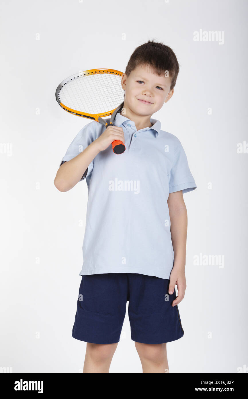 little boy with racket and balls Stock Photo - Alamy