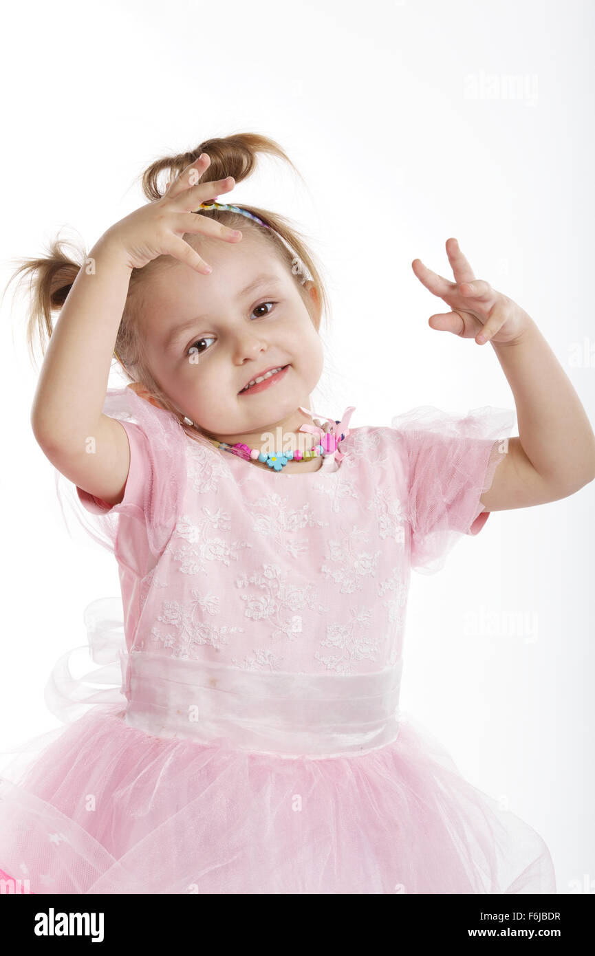 little beautiful girl posing on white Stock Photo - Alamy
