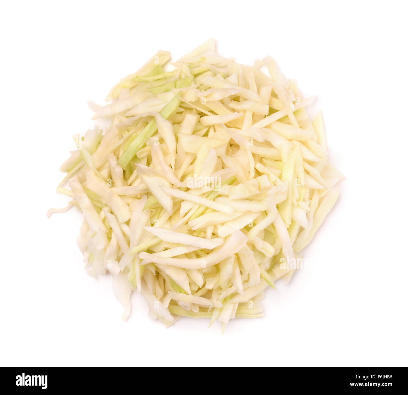 Top view of fresh shredded cabbage  isolated on white Stock Photo