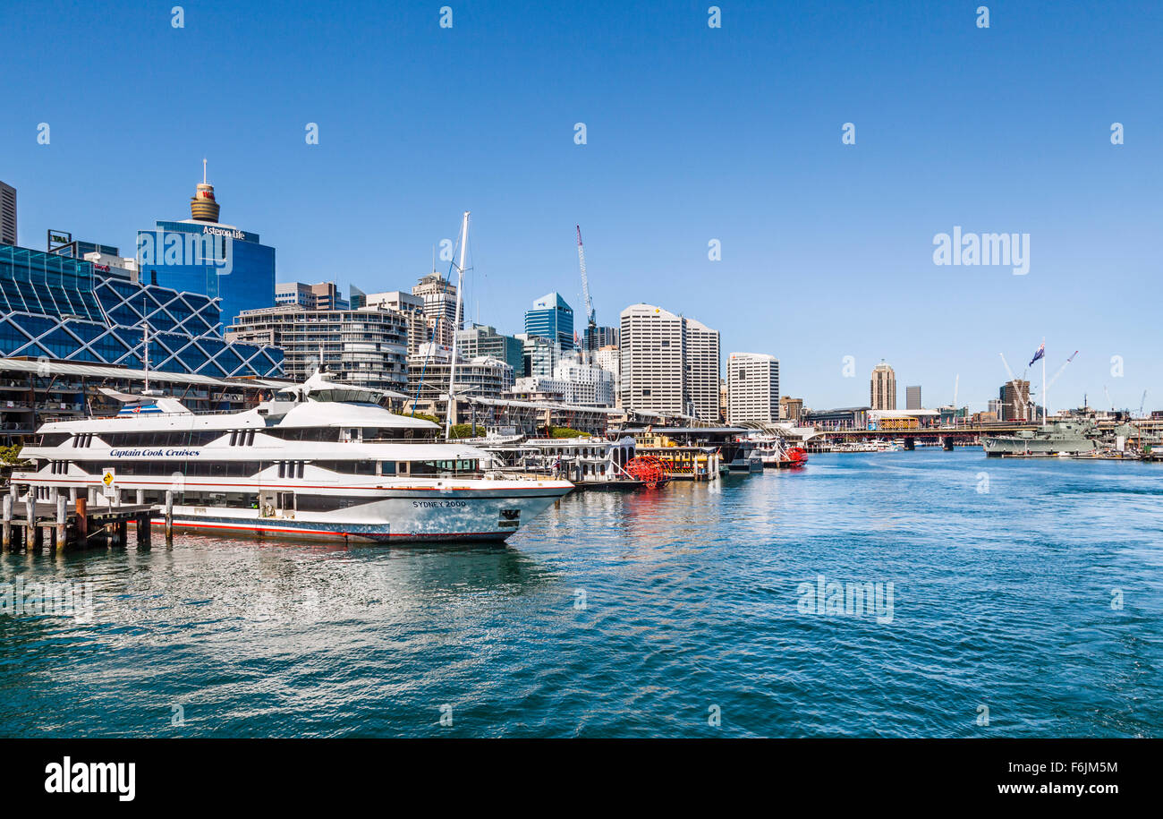 Australia, New South Wales, Sydney, Darling Harbour, Harbour Cruise vessels moored at King Australia, New South Wales, Sydney, Darling Harbour, Harbour Cruise vessels moored at King