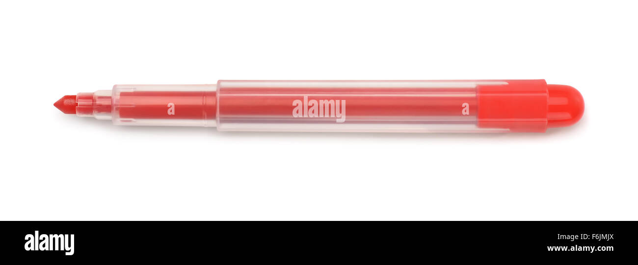 Top view of red felt tip pen isolated on white Stock Photo